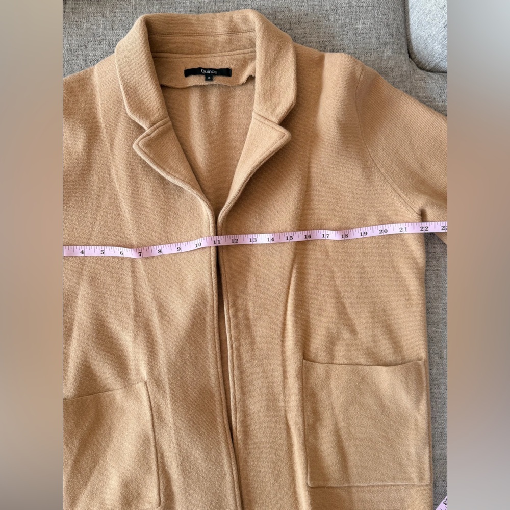 Quince Women’s Tan Cotton Knit Open Front Sweater Blazer Small - Picture 6 of 7
